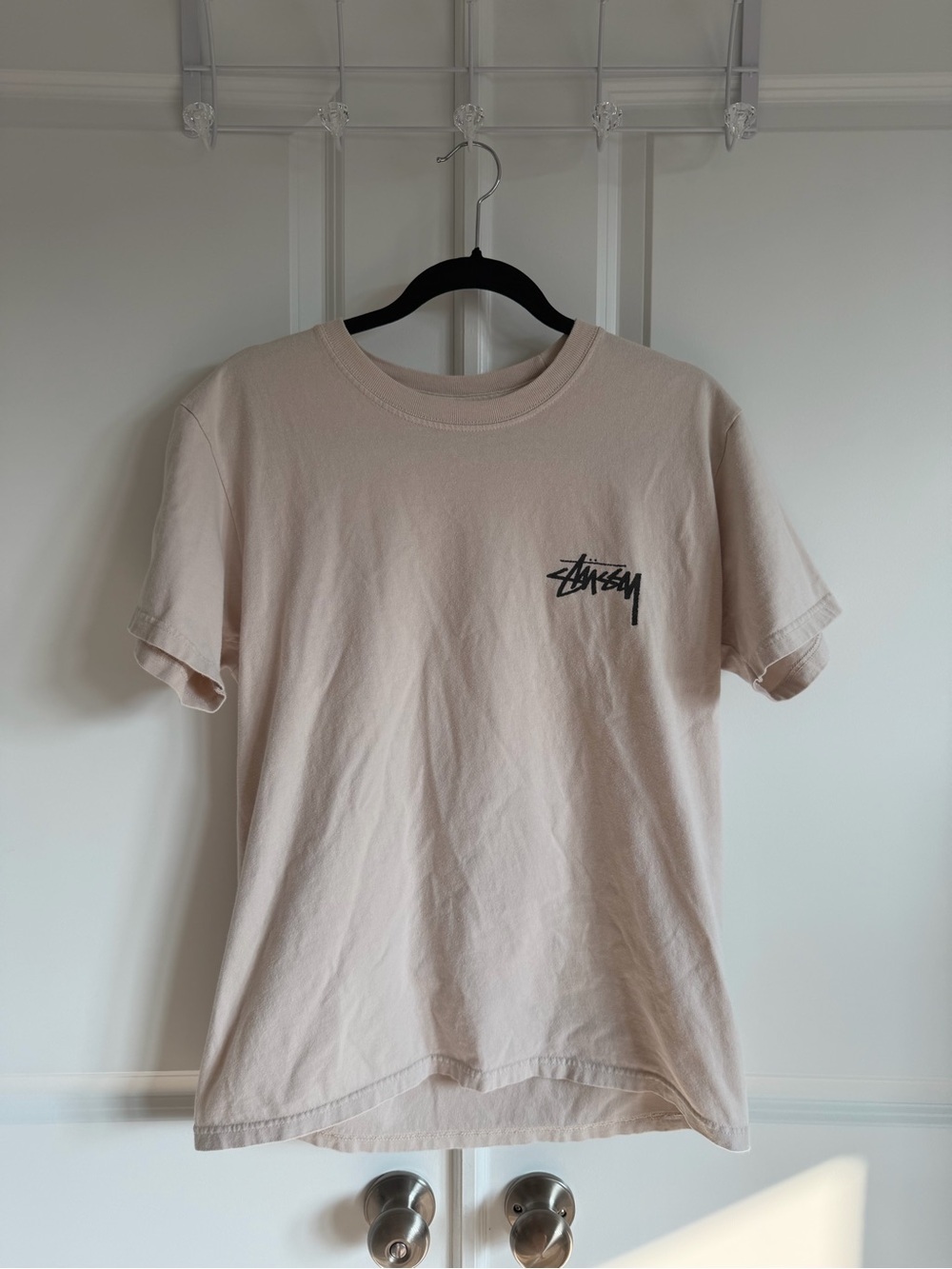 Stussy Beige Short-Sleeve Tee with Purple Dice Graphic - Picture 2 of 5